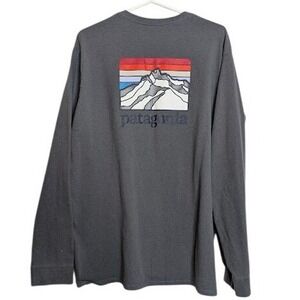 Patagonia Men's XL Responsibili-Tee Long Sleeve Shirt Gray Recycled Logo Camping